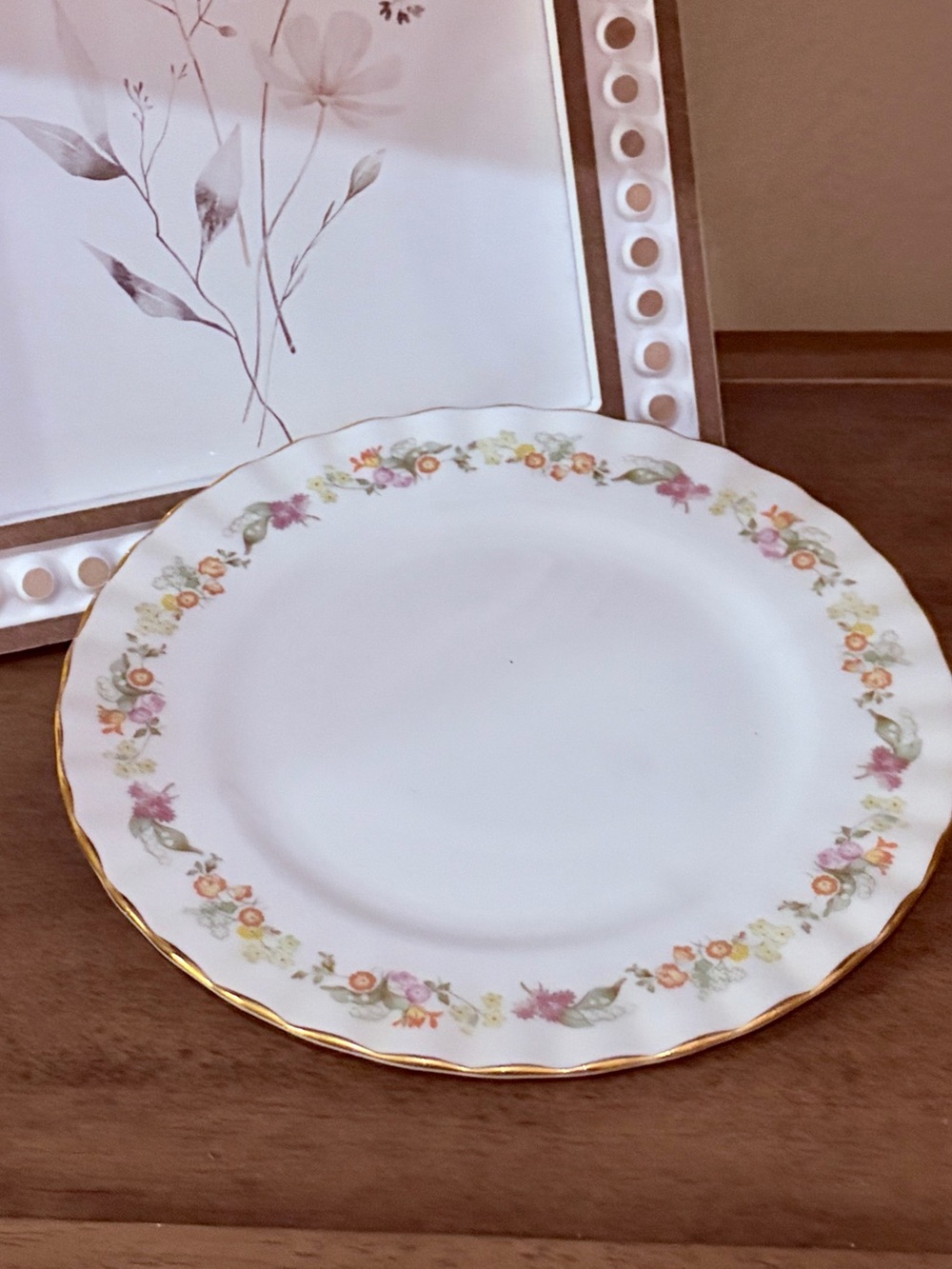ROYAL KENT BONE CHINA STAFFORDSHIRE ENGLAND BREAD PLATES 6.25" ROK42 FLORAL GOLD